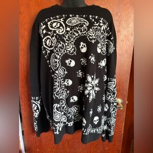 Boohoo MAN Paisley Skull Sweater Size L